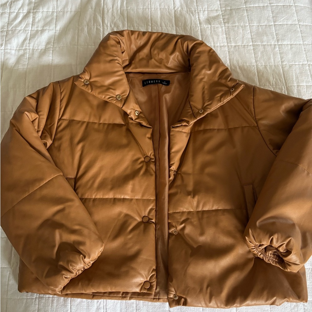 Lioness Small Talk Faux Leather Puffer Coat